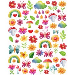 Naklejki - kwiatki i tęcze